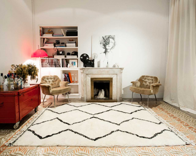 Thảm trải sàn phòng khách với phong cách vintage