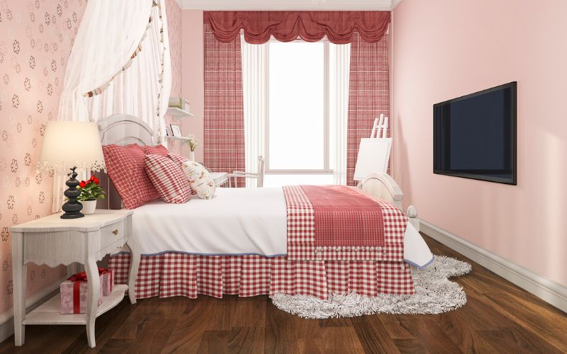 Sử dụng gam màu hồng trong phòng ngủ theo phong cách thiết kế vintage