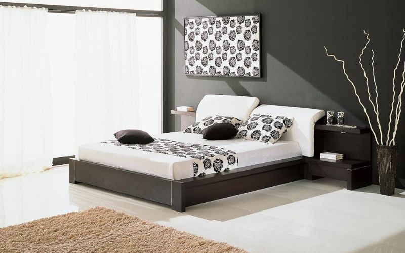 Phong cách thiết kế nội thất Hitech cho phòng ngủ với gam màu trắng đen