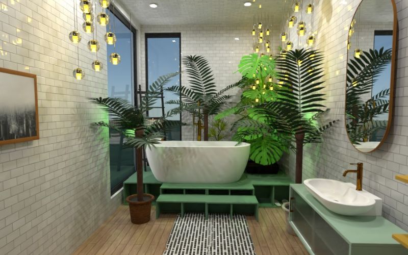 Phòng tắm theo phong cách thiết kế Tropical